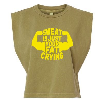 Sweat Is Just Your Fat Crying Funny Workout Gym Fitness Gift Garment-Dyed Women's Muscle Tee