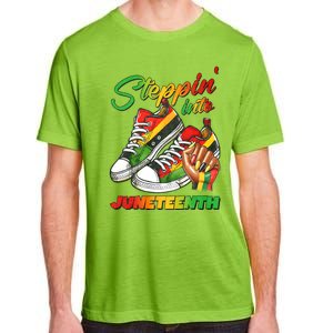 Stepping Into Juneteenth Afro Woman Black Sneakers Adult ChromaSoft Performance T-Shirt