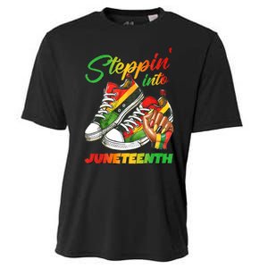 Stepping Into Juneteenth Afro Woman Black Sneakers Cooling Performance Crew T-Shirt