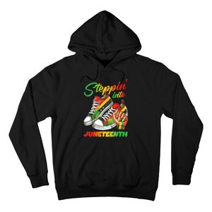 Stepping Into Juneteenth Afro Woman Black Sneakers Hoodie