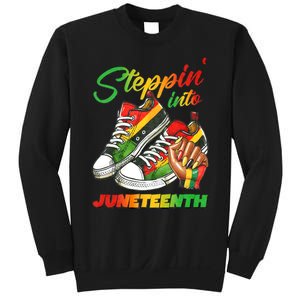 Stepping Into Juneteenth Afro Woman Black Sneakers Sweatshirt