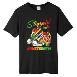 Stepping Into Juneteenth Afro Woman Black Sneakers Tall Fusion ChromaSoft Performance T-Shirt