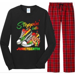 Stepping Into Juneteenth Afro Woman Black Sneakers Long Sleeve Pajama Set