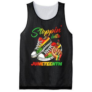 Stepping Into Juneteenth Afro Woman Black Sneakers Mesh Reversible Basketball Jersey Tank