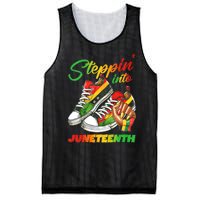 Stepping Into Juneteenth Afro Woman Black Sneakers Mesh Reversible Basketball Jersey Tank