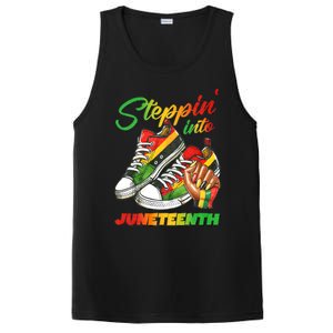 Stepping Into Juneteenth Afro Woman Black Sneakers PosiCharge Competitor Tank