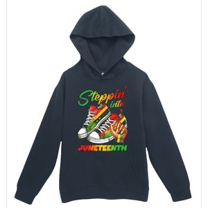 Stepping Into Juneteenth Afro Woman Black Sneakers Urban Pullover Hoodie