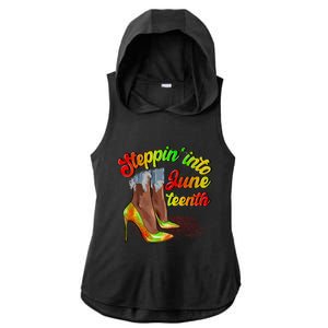 Stepping Into Juneteenth African American Black History Day Ladies PosiCharge Tri-Blend Wicking Draft Hoodie Tank