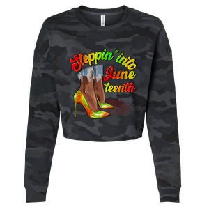 Stepping Into Juneteenth African American Black History Day Cropped Pullover Crew