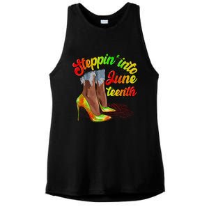 Stepping Into Juneteenth African American Black History Day Ladies PosiCharge Tri-Blend Wicking Tank