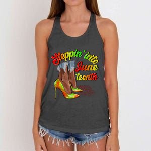 Stepping Into Juneteenth African American Black History Day Women's Knotted Racerback Tank