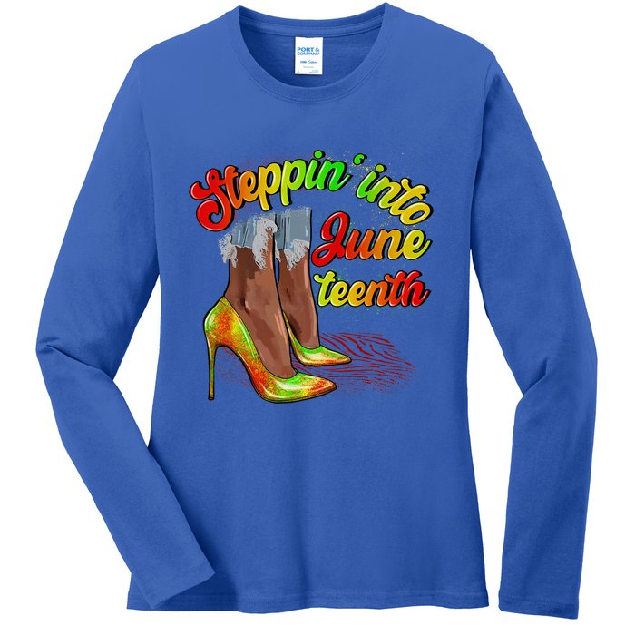 Stepping Into Juneteenth African American Black History Day Ladies Long Sleeve Shirt