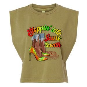 Stepping Into Juneteenth African American Black History Day Garment-Dyed Women's Muscle Tee