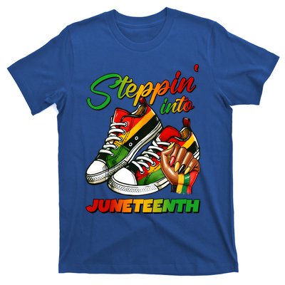 Stepping Into Junenth Afro Black Sneakers Funny Gift T-Shirt