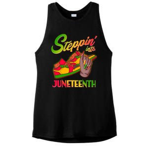 Steppin Into Juneteenth Ladies PosiCharge Tri-Blend Wicking Tank