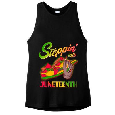Steppin Into Juneteenth Ladies PosiCharge Tri-Blend Wicking Tank