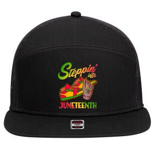 Steppin Into Juneteenth 7 Panel Mesh Trucker Snapback Hat