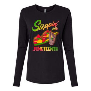 Steppin Into Juneteenth Womens Cotton Relaxed Long Sleeve T-Shirt