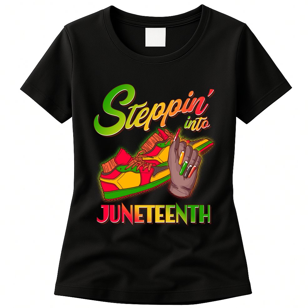Steppin Into Juneteenth Womens T-Shirt