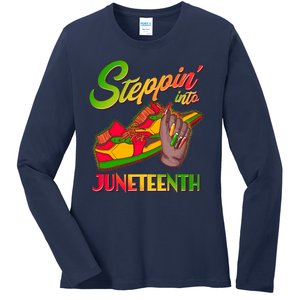 Steppin Into Juneteenth Ladies Long Sleeve Shirt