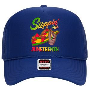 Steppin Into Juneteenth High Crown Mesh Back Trucker Hat