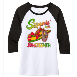 Steppin Into Juneteenth Women's Tri-Blend 3/4-Sleeve Raglan Shirt