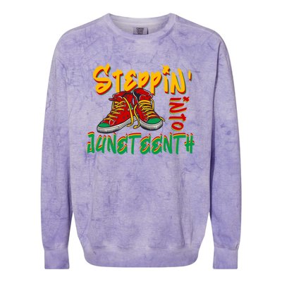 Stepping Into Junenth Celebrate Black Freedom Day 1865 Gift Colorblast Crewneck Sweatshirt