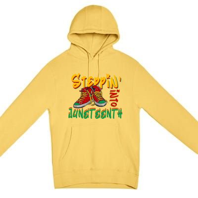 Stepping Into Junenth Celebrate Black Freedom Day 1865 Gift Premium Pullover Hoodie