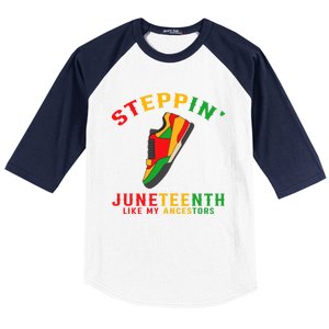 Stepping Into Junenth Like My Ancestors Black History Gift Baseball Sleeve Shirt