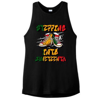 Stepping Into Junenth Like My Ancestors Shoes Black Gift Ladies PosiCharge Tri-Blend Wicking Tank