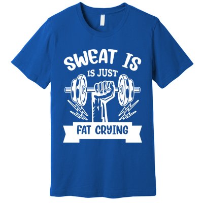 Sweat Is Just Fat Crying Funny Workout Gym Fitness Cute Gift Premium T-Shirt