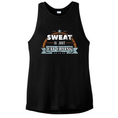 Sweat Is Just Fat Crying Funny Workout Saying Gym Lover Funny Gift Ladies PosiCharge Tri-Blend Wicking Tank