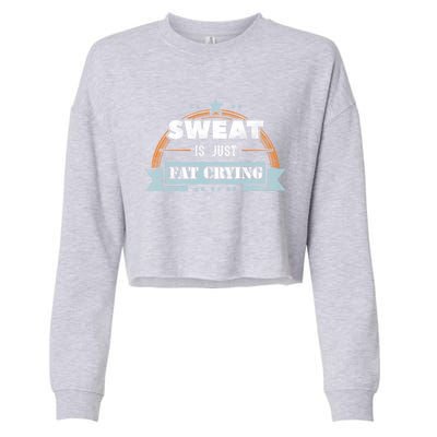 Sweat Is Just Fat Crying Funny Workout Saying Gym Lover Funny Gift Cropped Pullover Crew