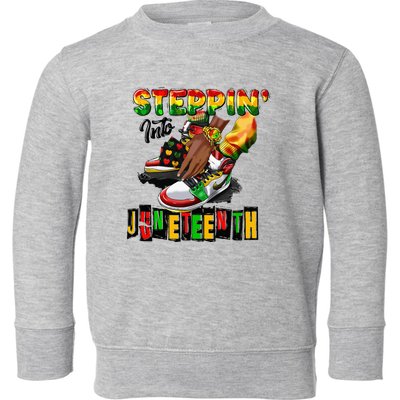 Stepping Into Juneteenth African American Black Shoes Toddler Sweatshirt