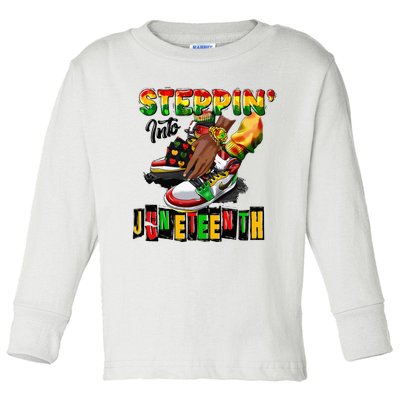 Stepping Into Juneteenth African American Black Shoes Toddler Long Sleeve Shirt