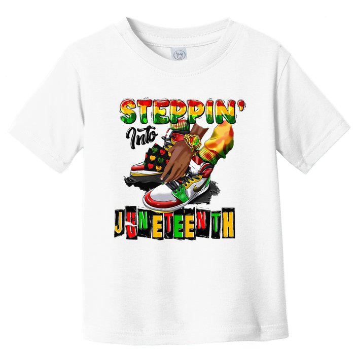 Stepping Into Juneteenth African American Black Shoes Toddler T-Shirt