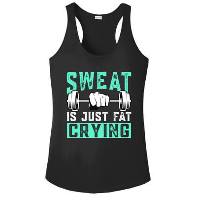 Sweat Is Just Fat Crying Muscle Trainer Bodybuilding Fitness Gift Ladies PosiCharge Competitor Racerback Tank