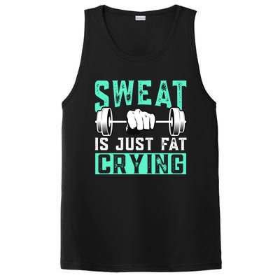 Sweat Is Just Fat Crying Muscle Trainer Bodybuilding Fitness Gift PosiCharge Competitor Tank