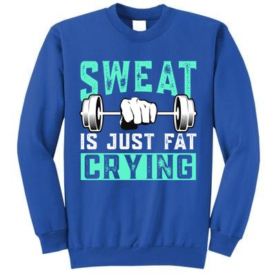 Sweat Is Just Fat Crying Muscle Trainer Bodybuilding Fitness Gift Tall Sweatshirt