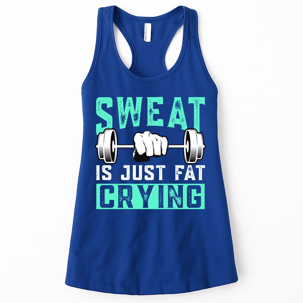 Sweat Is Just Fat Crying Muscle Trainer Bodybuilding Fitness Gift Womens Tank Top