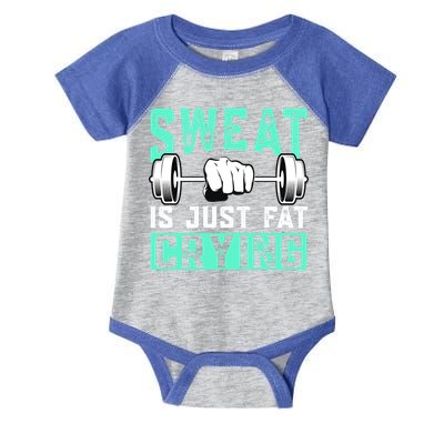 Sweat Is Just Fat Crying Muscle Trainer Bodybuilding Fitness Gift Infant Baby Jersey Bodysuit