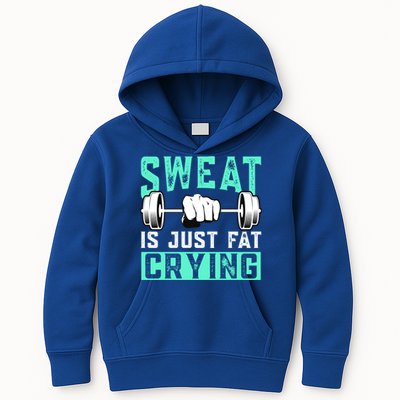 Sweat Is Just Fat Crying Muscle Trainer Bodybuilding Fitness Gift Kids Hoodie