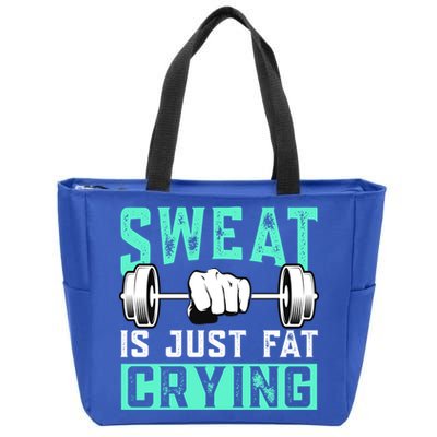 Sweat Is Just Fat Crying Muscle Trainer Bodybuilding Fitness Gift Zip Tote Bag