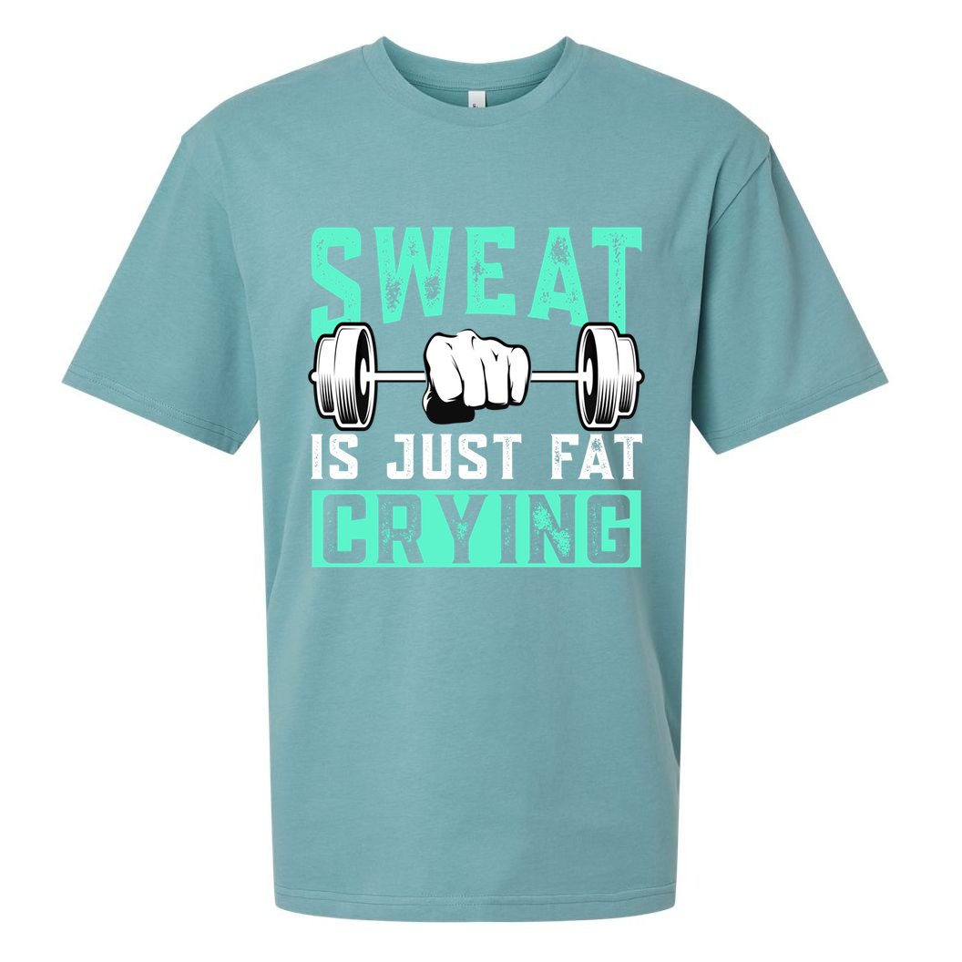 Sweat Is Just Fat Crying Muscle Trainer Bodybuilding Fitness Gift Sueded Cloud Jersey T-Shirt