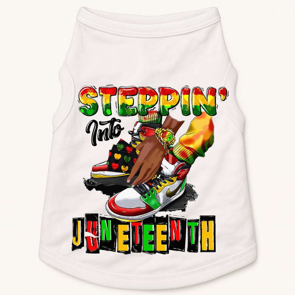 Stepping Into Juneteenth African American Black Shoes Doggie Tank
