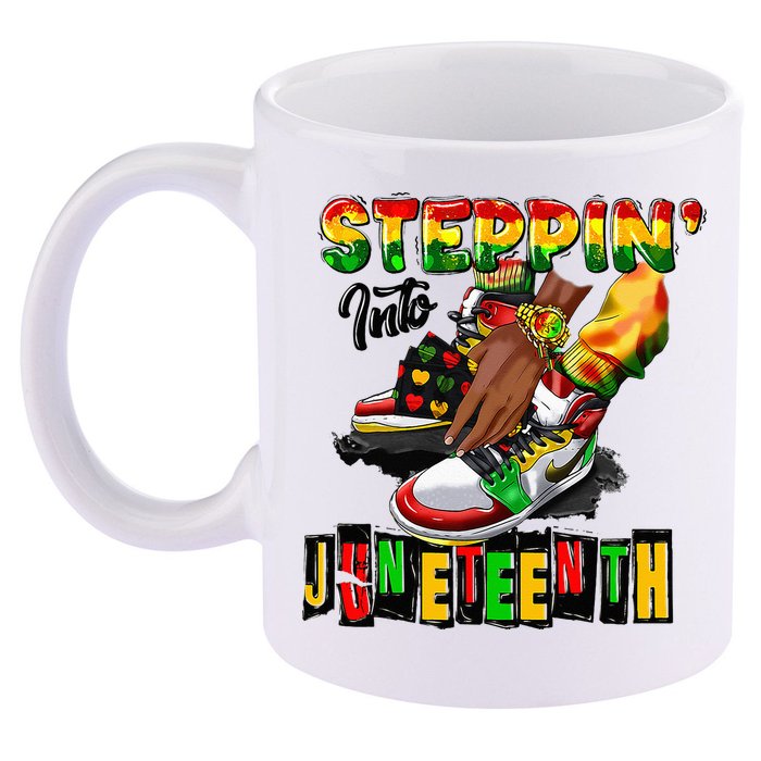 Stepping Into Juneteenth African American Black Shoes 11oz C Handle Ceramic Mug