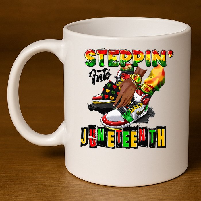 Stepping Into Juneteenth African American Black Shoes 11oz C Handle Ceramic Mug