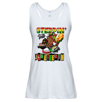 Stepping Into Juneteenth African American Black Shoes Ladies Essential Flowy Tank