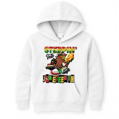 Stepping Into Juneteenth African American Black Shoes Kids Hoodie