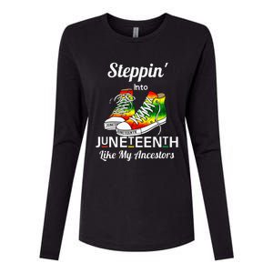 Stepping Into Juneteenth Like My Ancestors Happy Juneteenth Womens Cotton Relaxed Long Sleeve T-Shirt